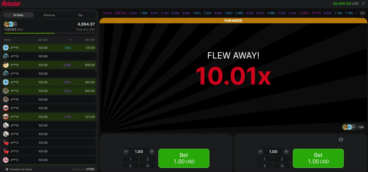 لعبة Aviator بعد انتهاء جولة عند مضاعف مرتفع